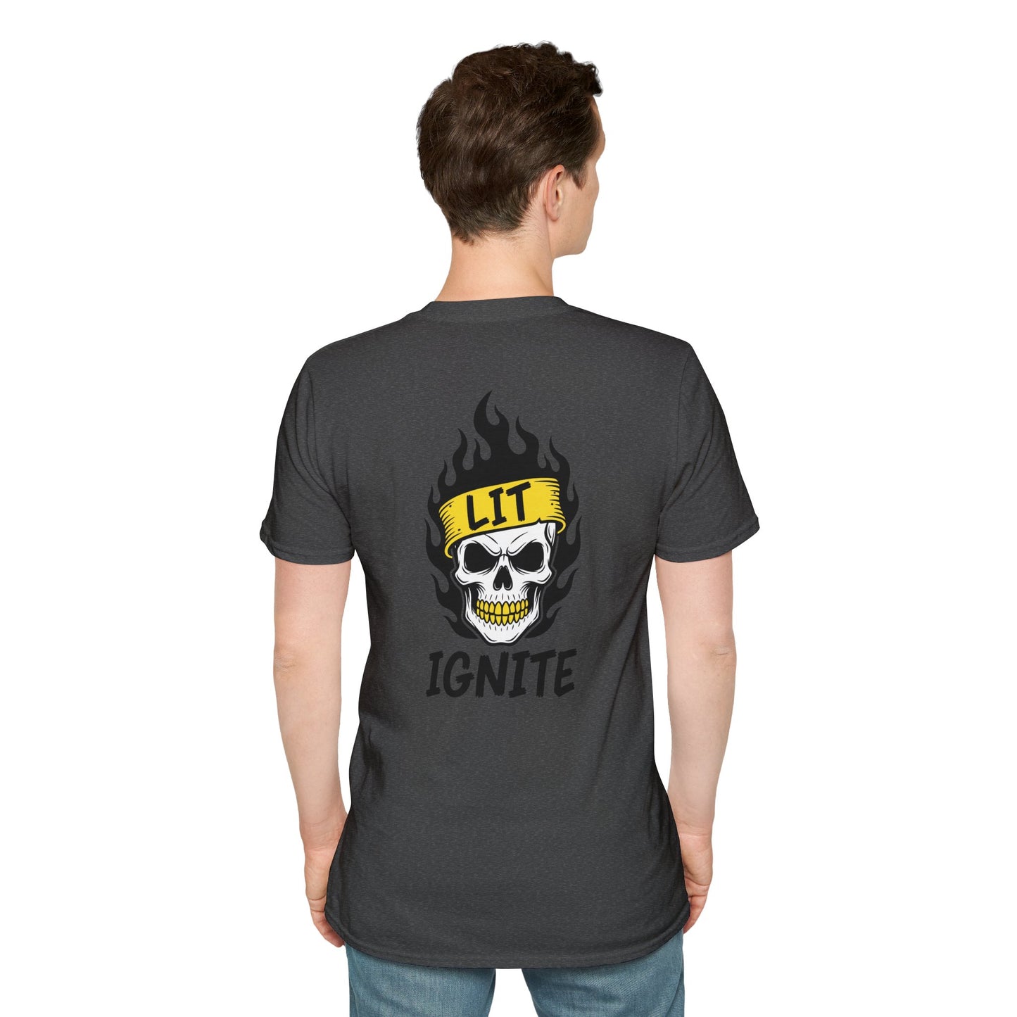 Ignite Skull T-Shirt — 'Ignite' Text & Flaming Skull 'LIT' Graphic Printify