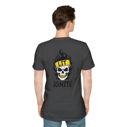 Ignite Skull T-Shirt — 'Ignite' Text & Flaming Skull 'LIT' Graphic Printify