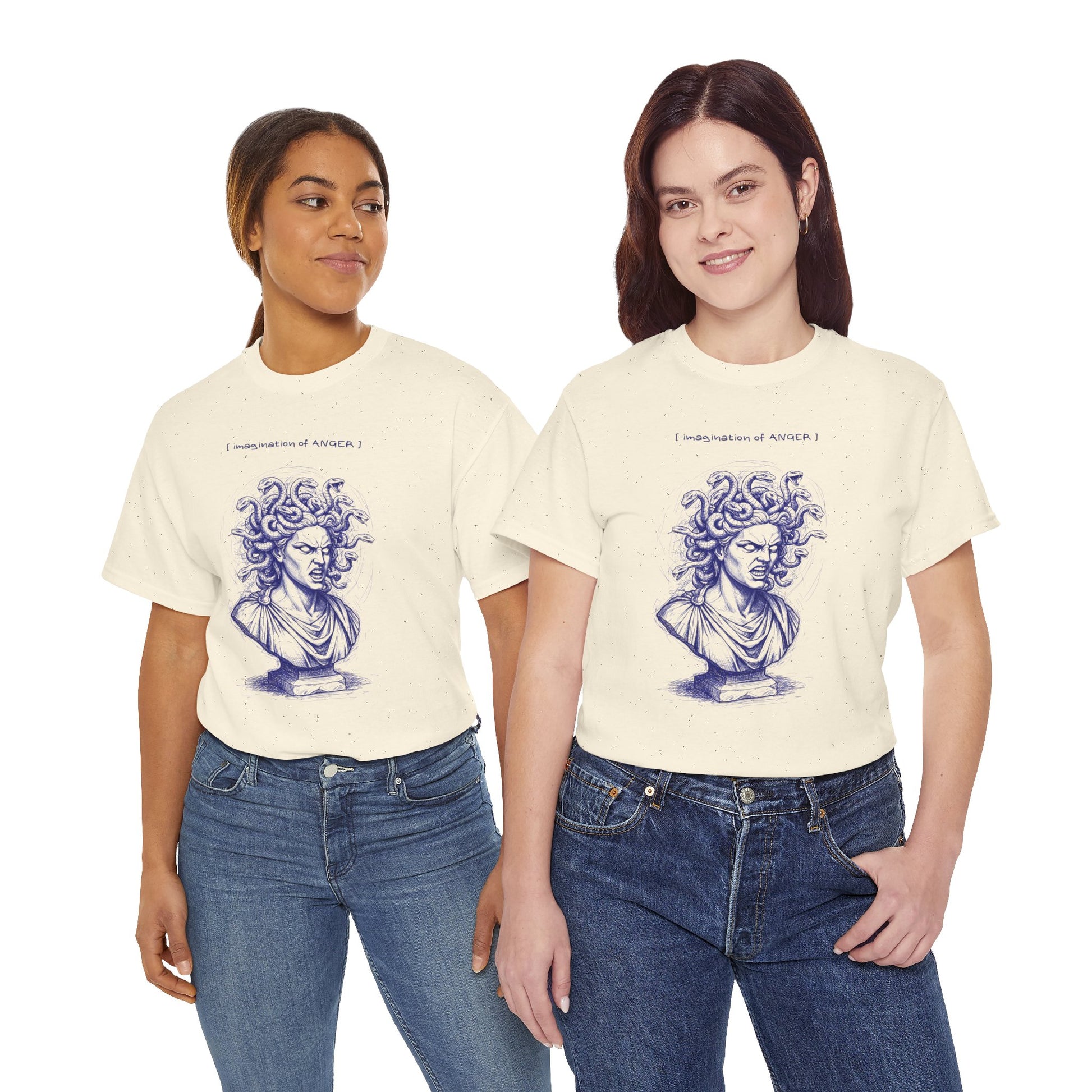 Medusa Bust Graphic Tee — 'I Really Wonder If Anyone' Artistic Mythology T-Shirt Printify