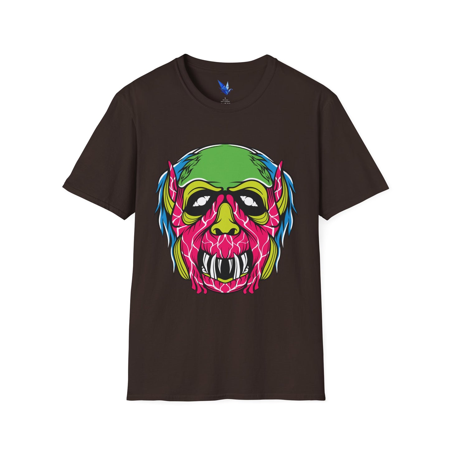 Horror Neon Zombie Skull T-Shirt Printify