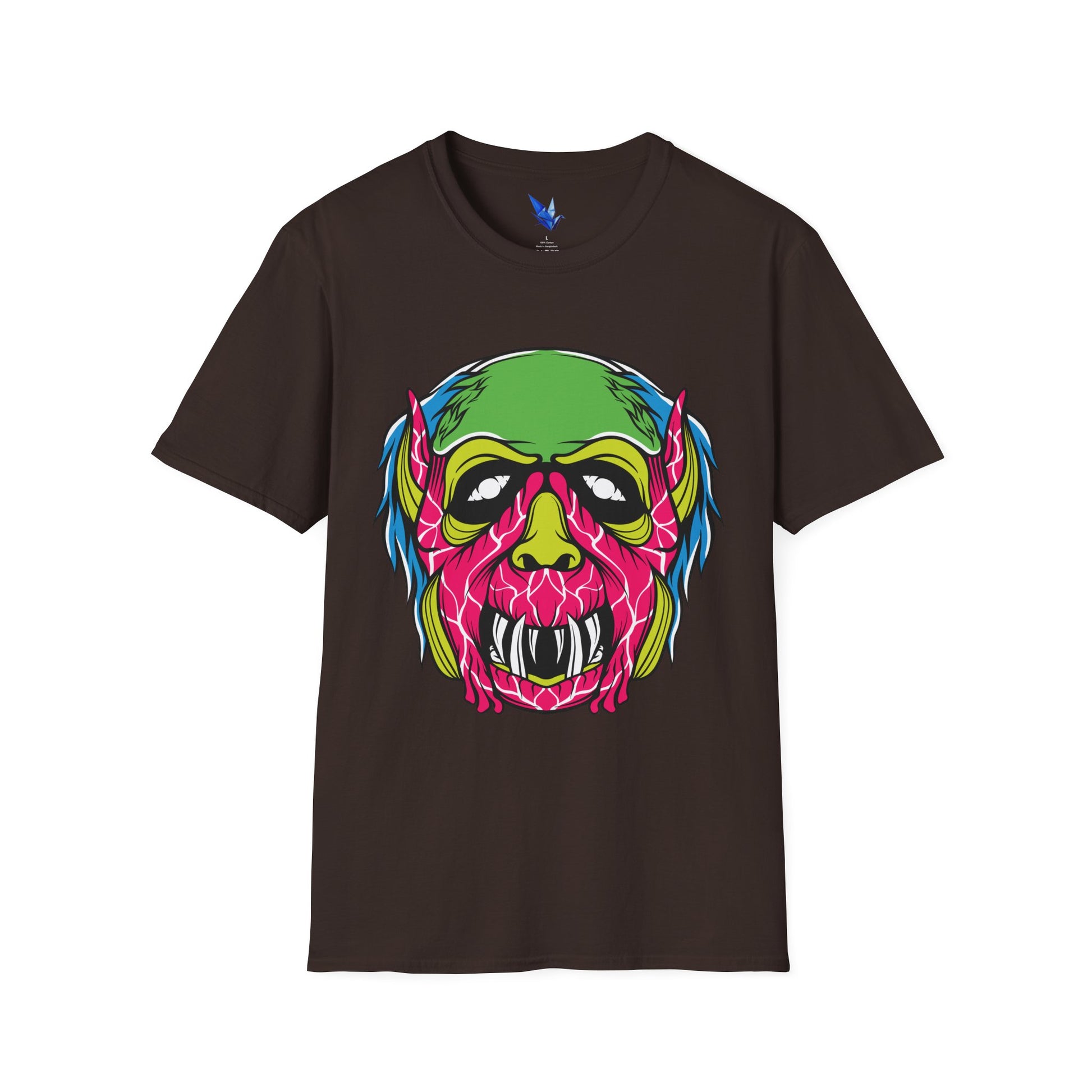 Horror Neon Zombie Skull T-Shirt Printify