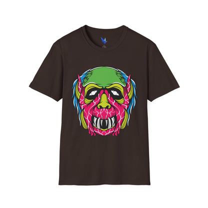 Horror Neon Zombie Skull T-Shirt Printify