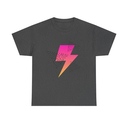 Lightning Bolt Graphic Tee — Retro Pink & Orange Gradient Storm T-Shirt Printify