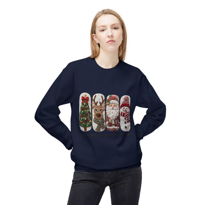 Christmas Crewneck Sweatshirt — Festive Tree Reindeer Santa Snowman Design Printify