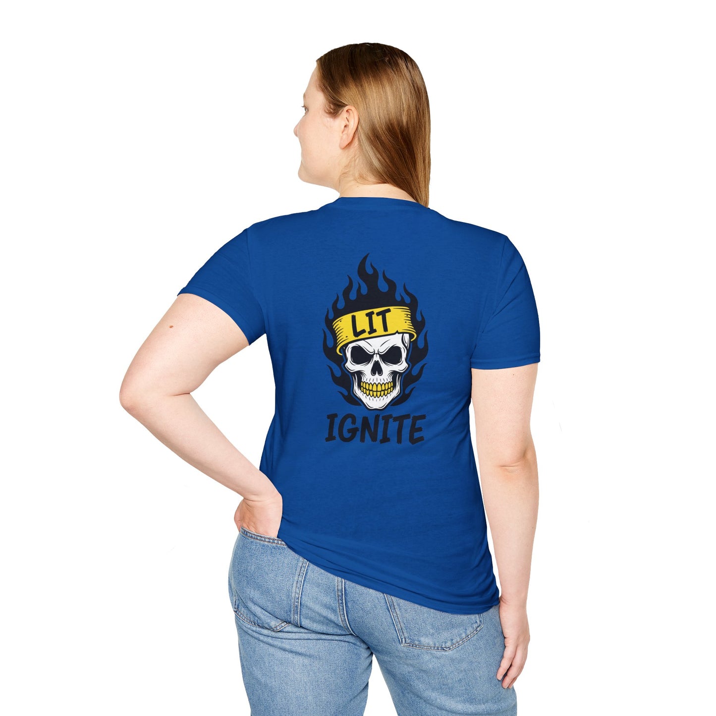 Ignite Skull T-Shirt — 'Ignite' Text & Flaming Skull 'LIT' Graphic Printify