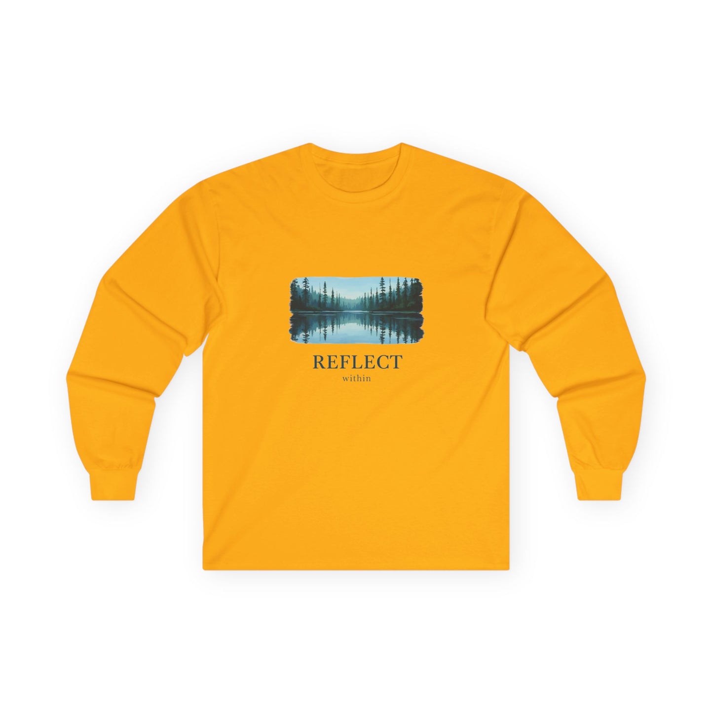 Reflect Lake Long Sleeve Tee — Scenic Nature Graphic T-shirt