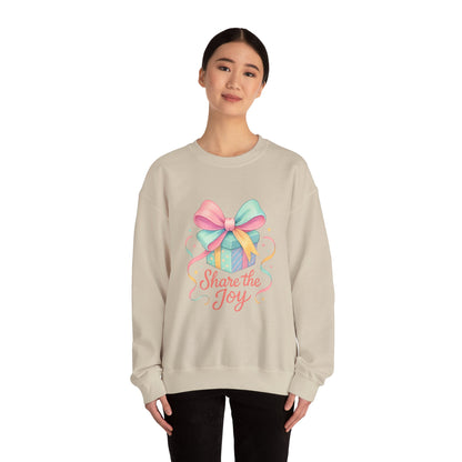 Crewneck Sweatshirt — 'Share the Joy' Pastel Gift Graphic Printify