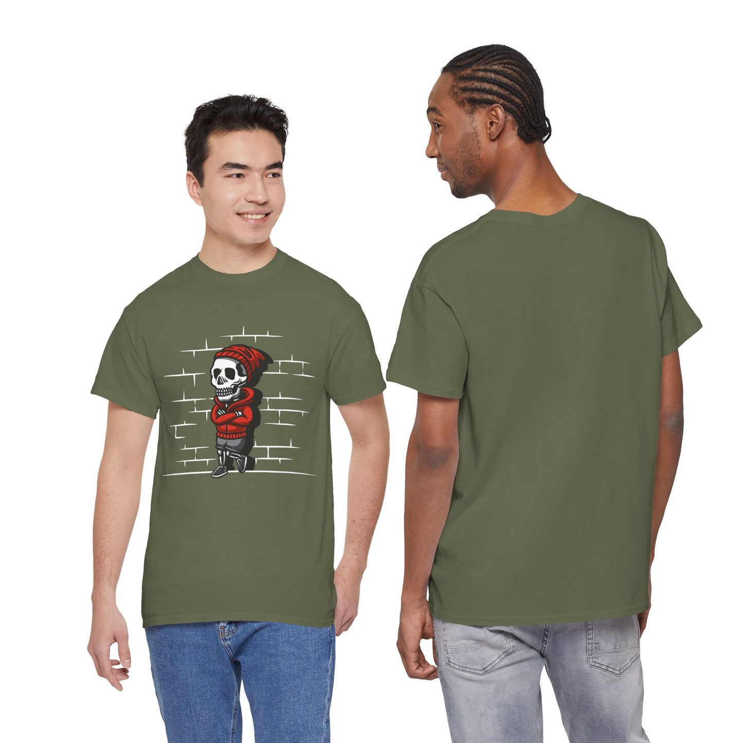 Skeleton Against the Wall T-Shirt Printify