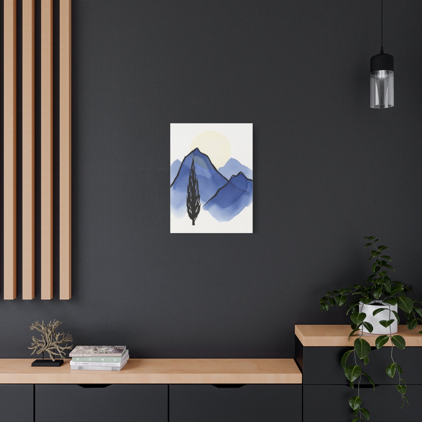 Blue Mountain Watercolor Canvas Wall Art — Minimal Landscape Print Printify