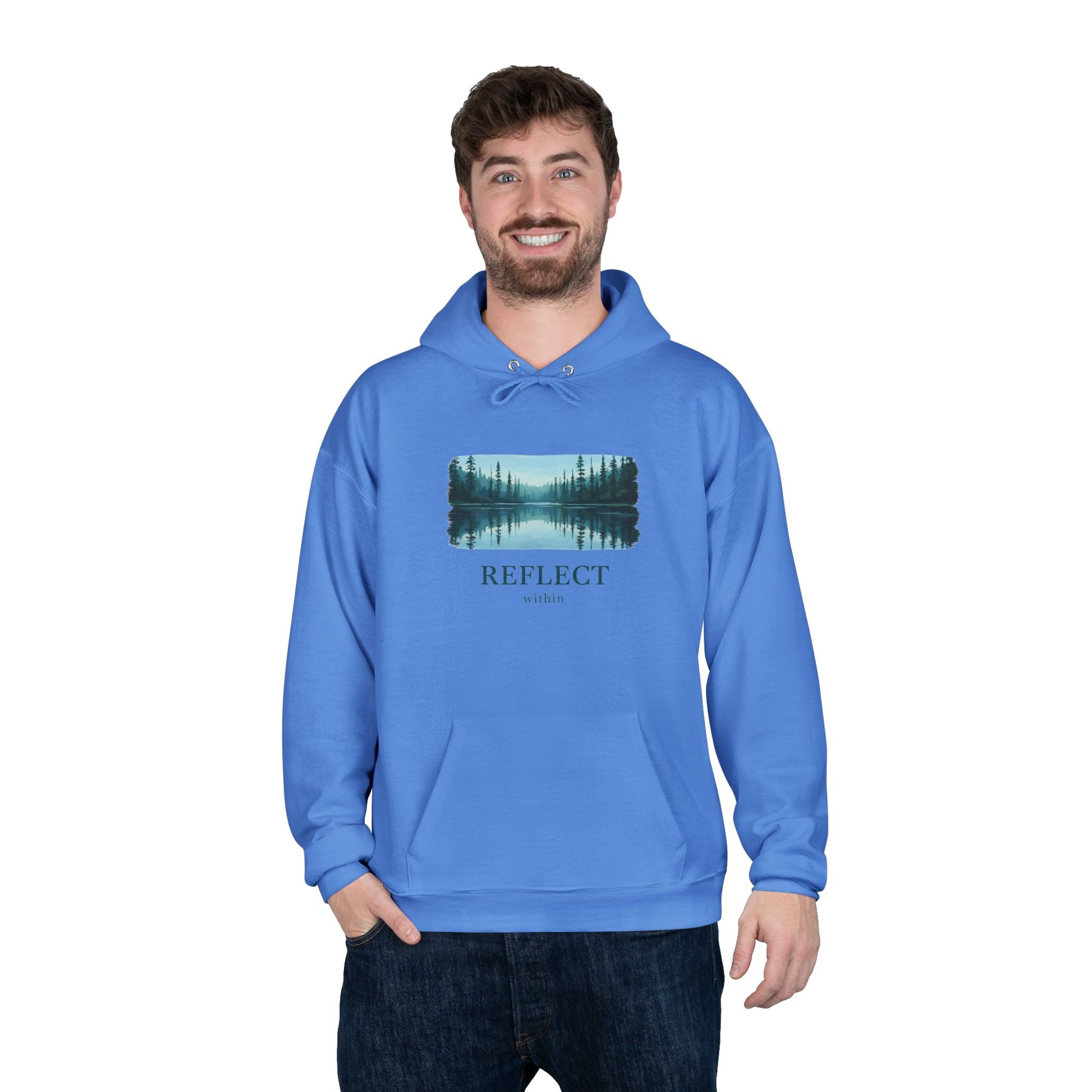 Reflect Lake Hoodie — Tranquil Forest Landscape Pullover Printify