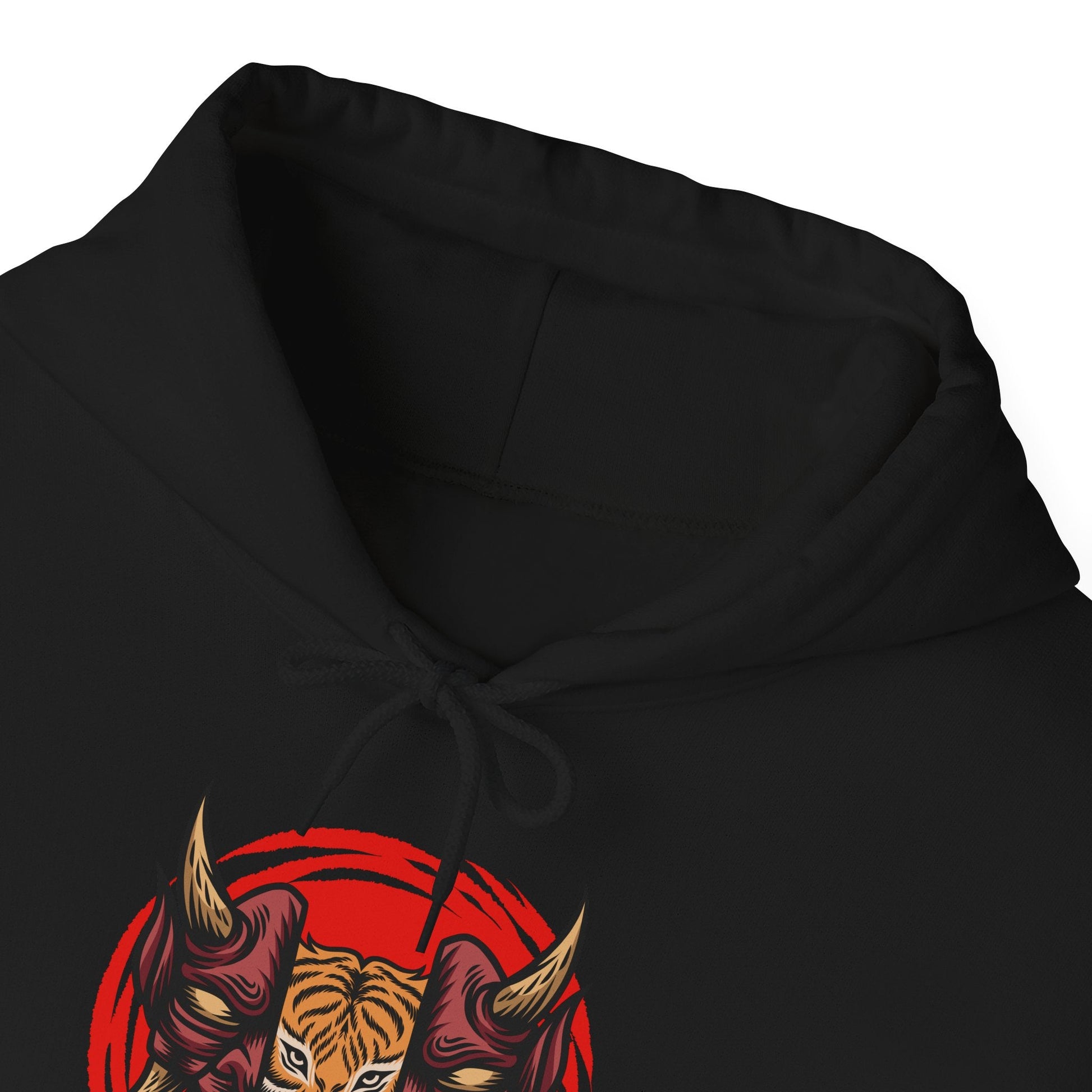 Tiger Demon Hoodie – Red Circle Oni Mask Graphic Printify