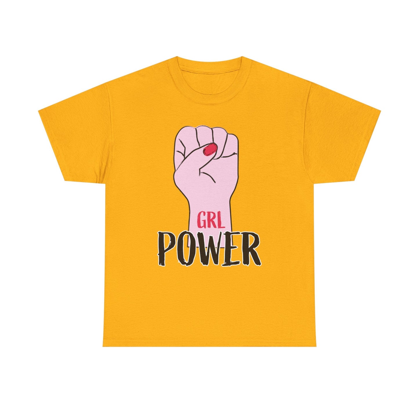 Girl Power T-Shirt — Feminist Raised Fist Tee (Pink Nail Design) Printify