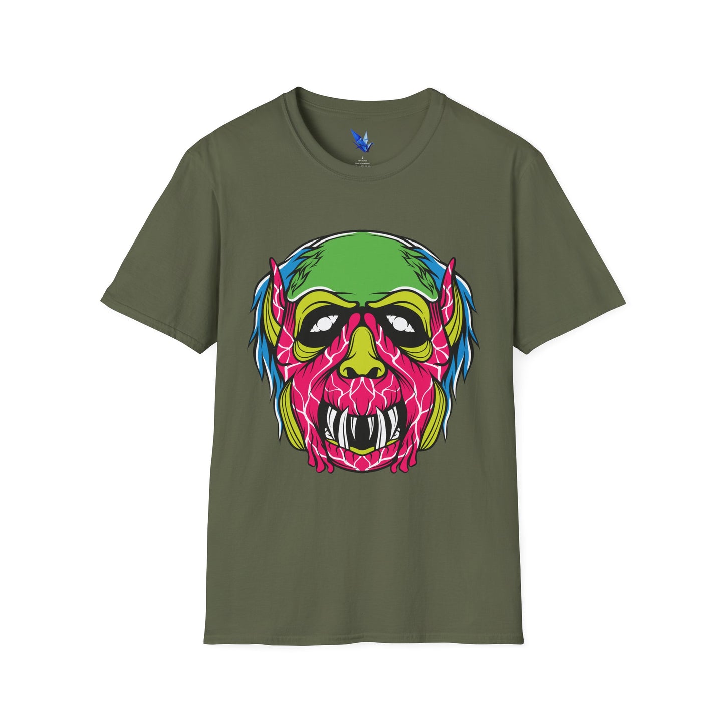 Horror Neon Zombie Skull T-Shirt Printify