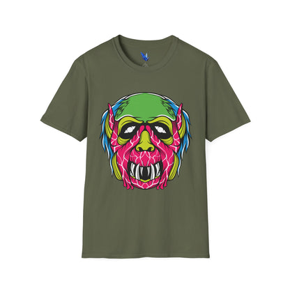 Horror Neon Zombie Skull T-Shirt Printify