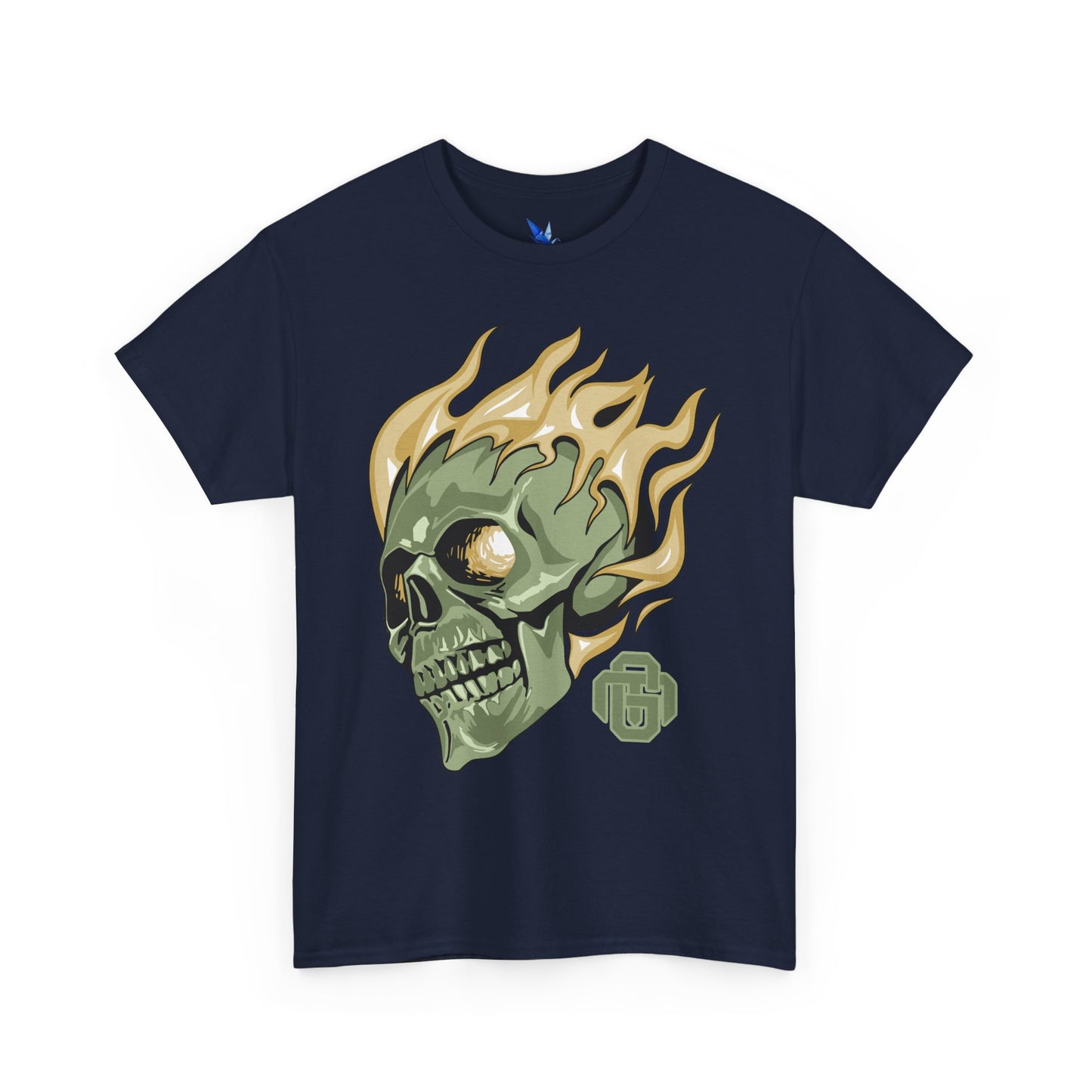 Flaming Green Skull Tee — Edgy Horror Graphic T-Shirt Printify