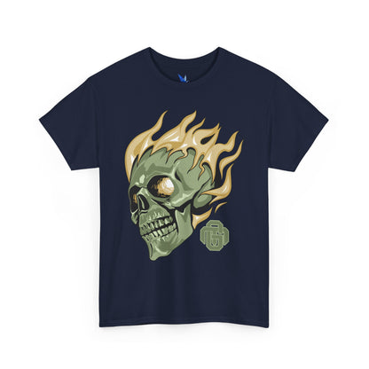 Flaming Green Skull Tee — Edgy Horror Graphic T-Shirt Printify