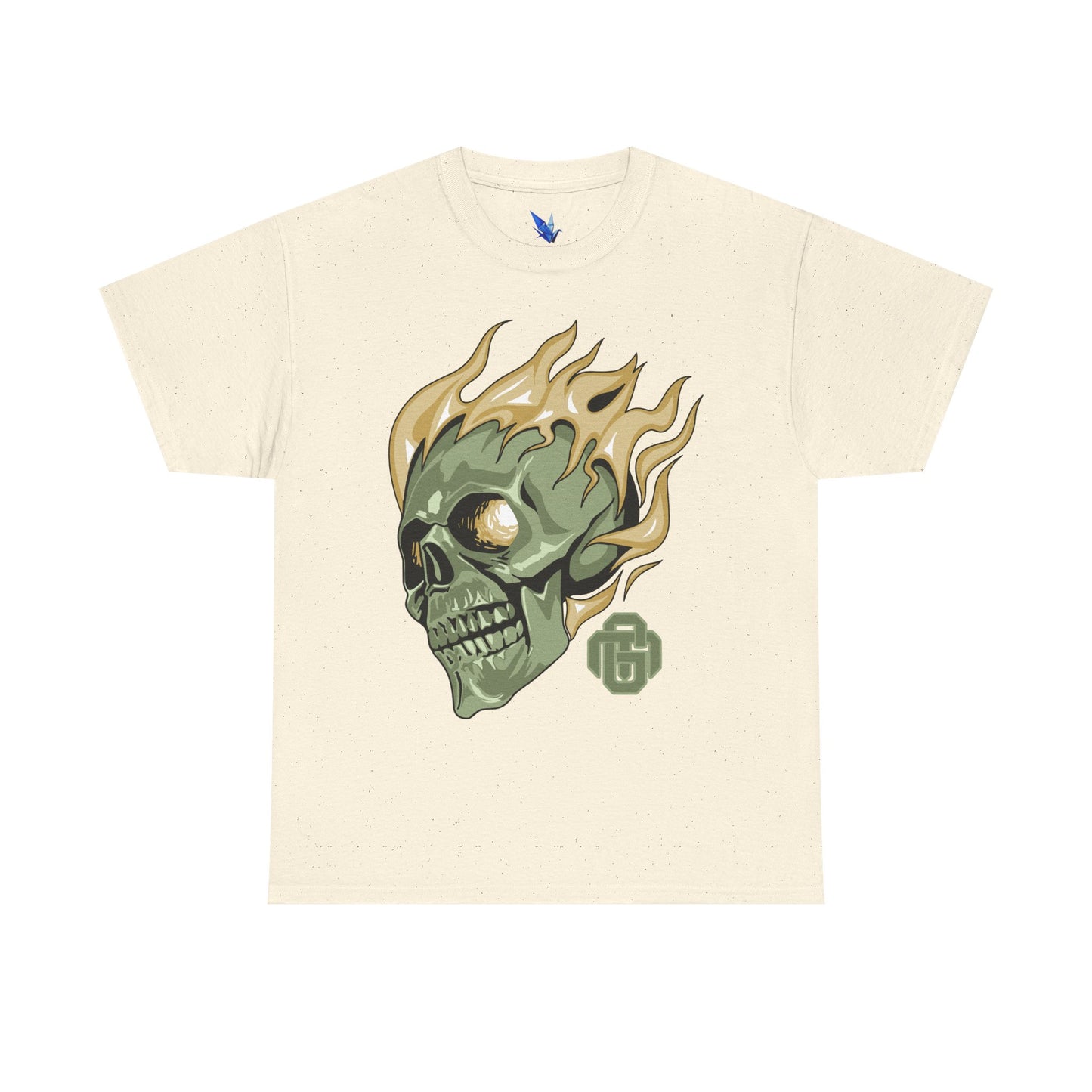 Flaming Green Skull Tee — Edgy Horror Graphic T-Shirt Printify