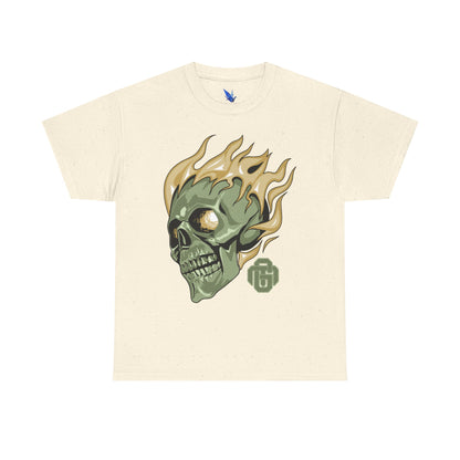 Flaming Green Skull Tee — Edgy Horror Graphic T-Shirt Printify