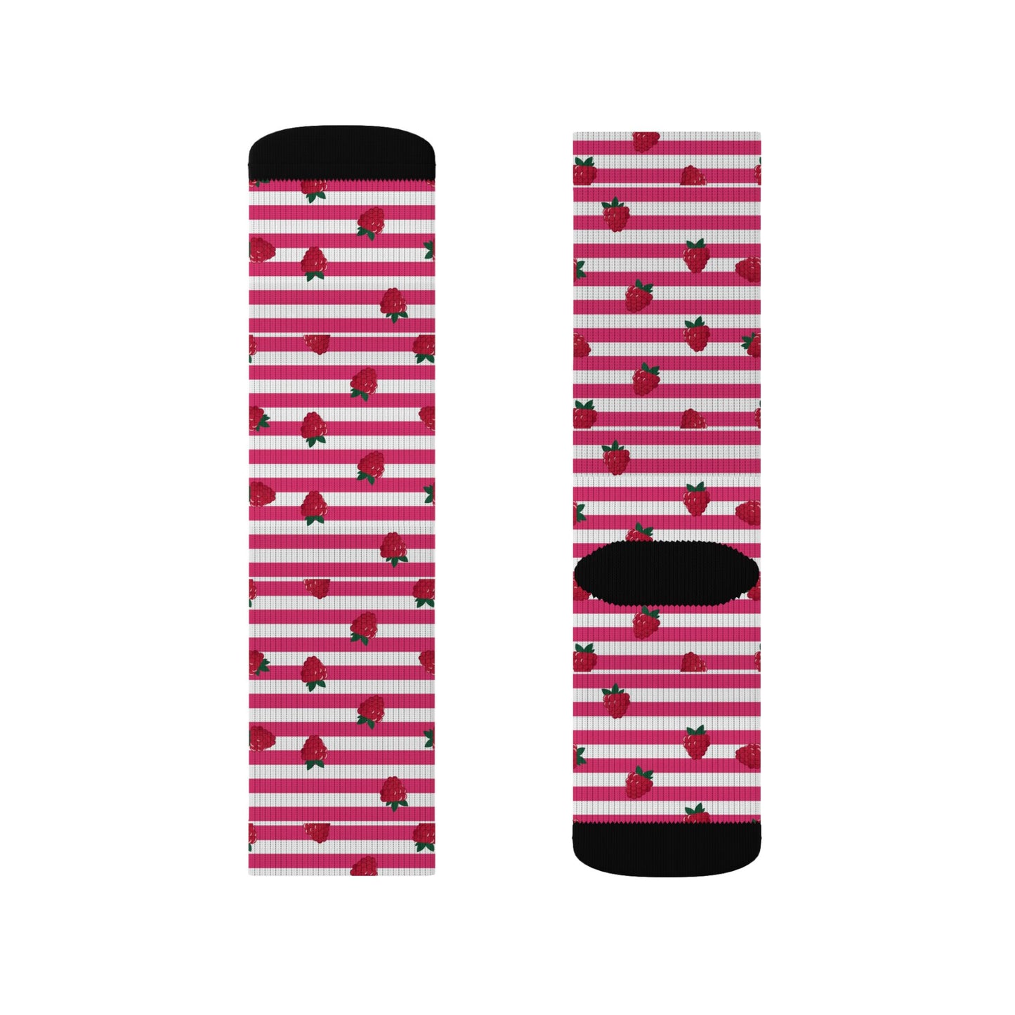 Heart Stripe Socks — Pink Valentine Sublimation Crew Socks Printify