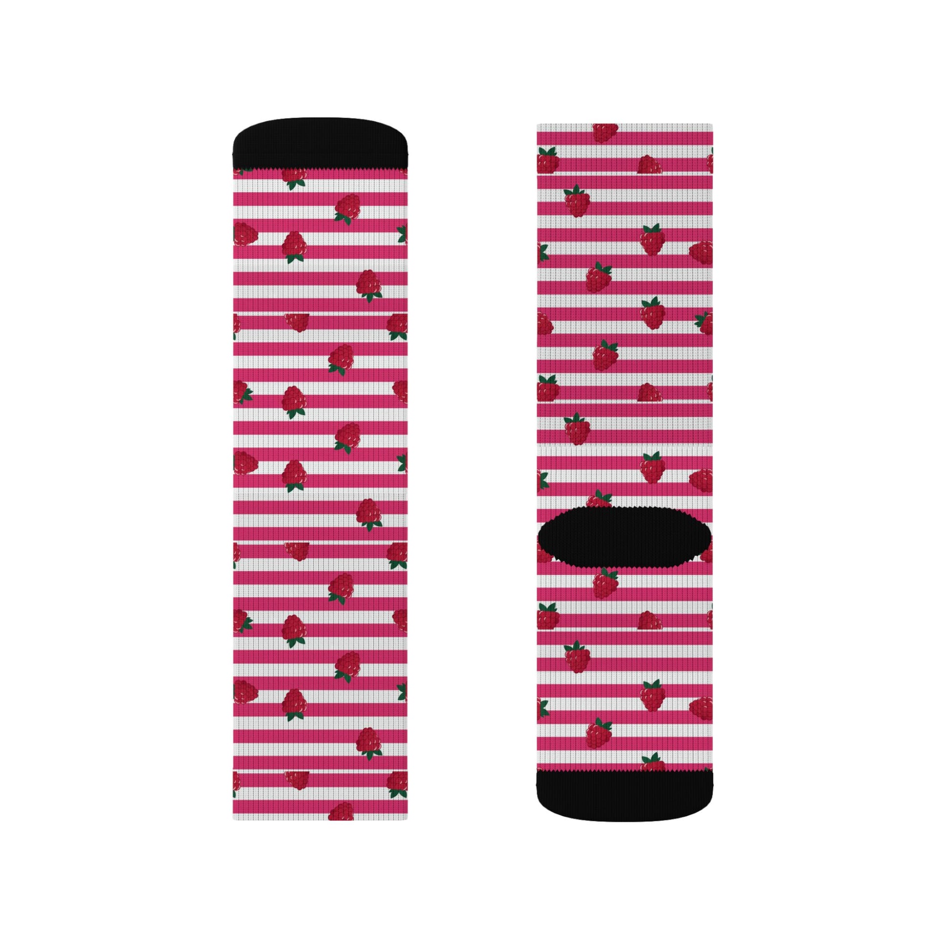 Heart Stripe Socks — Pink Valentine Sublimation Crew Socks Printify
