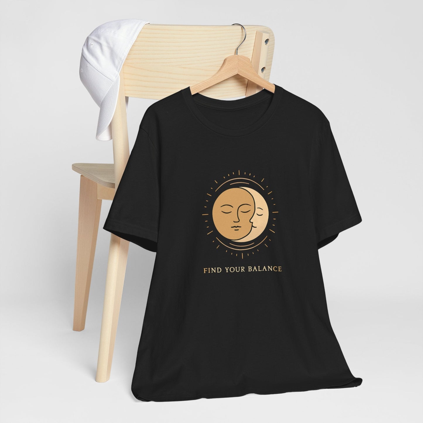 Sun & Moon Minimalist Tee — Celestial Face Graphic T-Shirt Printify