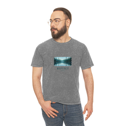 Reflect Lake Graphic T-Shirt — Nature Scenic Mineral Wash Tee Printify