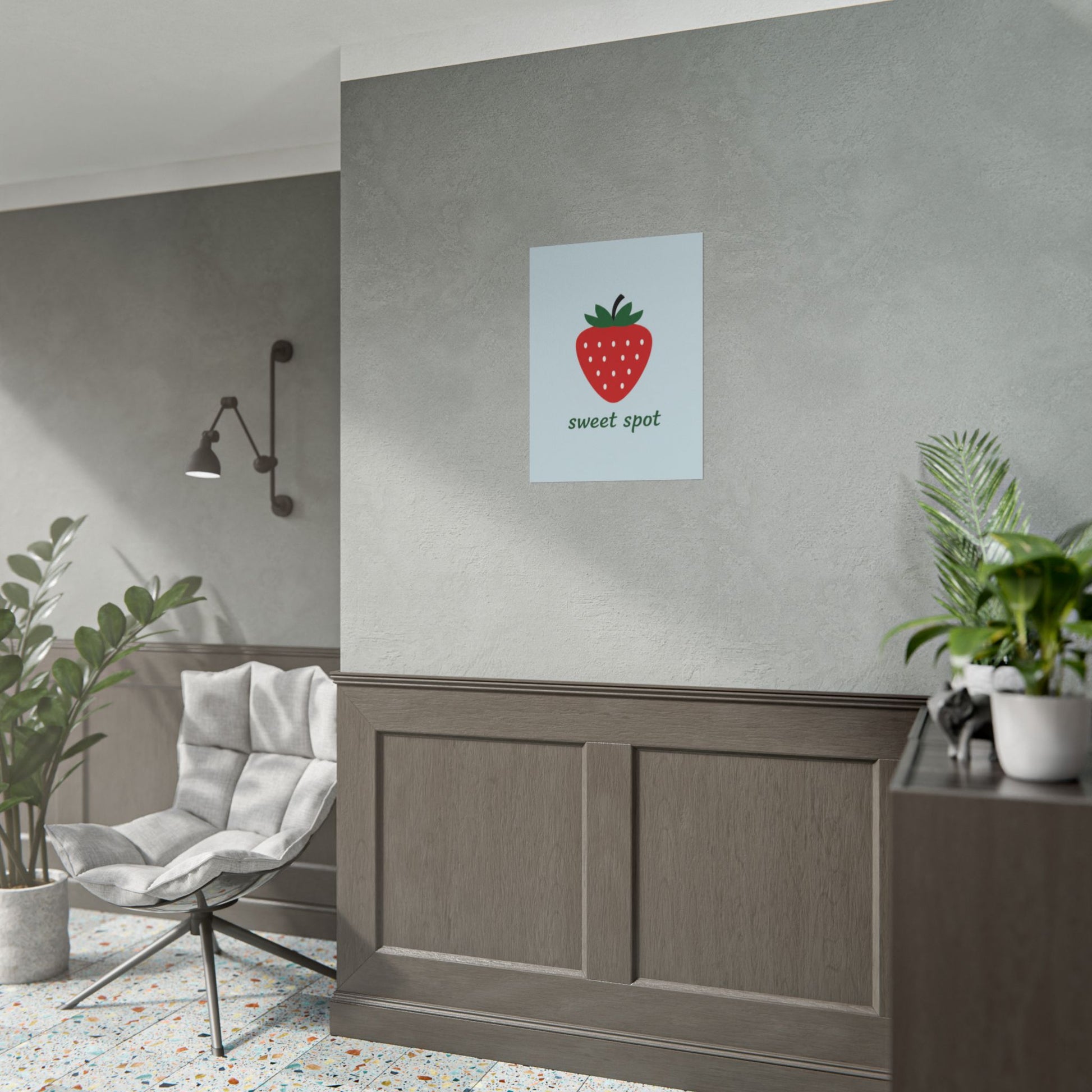 Strawberry "Sweet Spot" Rolled Poster – Cute Kitchen Wall Art Printify