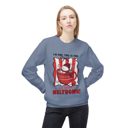 Sweatshirt — "I’m Fine, This Is Fine" Melting Penguin Crewneck Printify