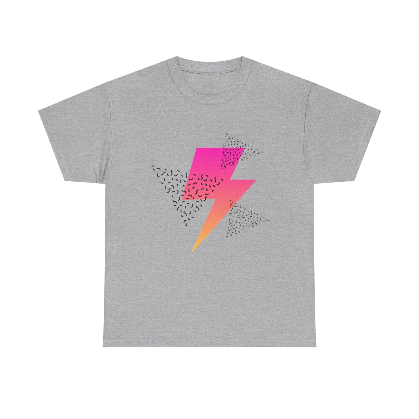 Lightning Bolt Graphic Tee — Retro Pink & Orange Gradient Storm T-Shirt Printify