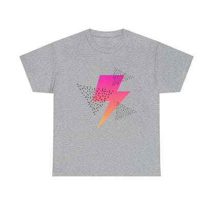 Lightning Bolt Graphic Tee — Retro Pink & Orange Gradient Storm T-Shirt Printify