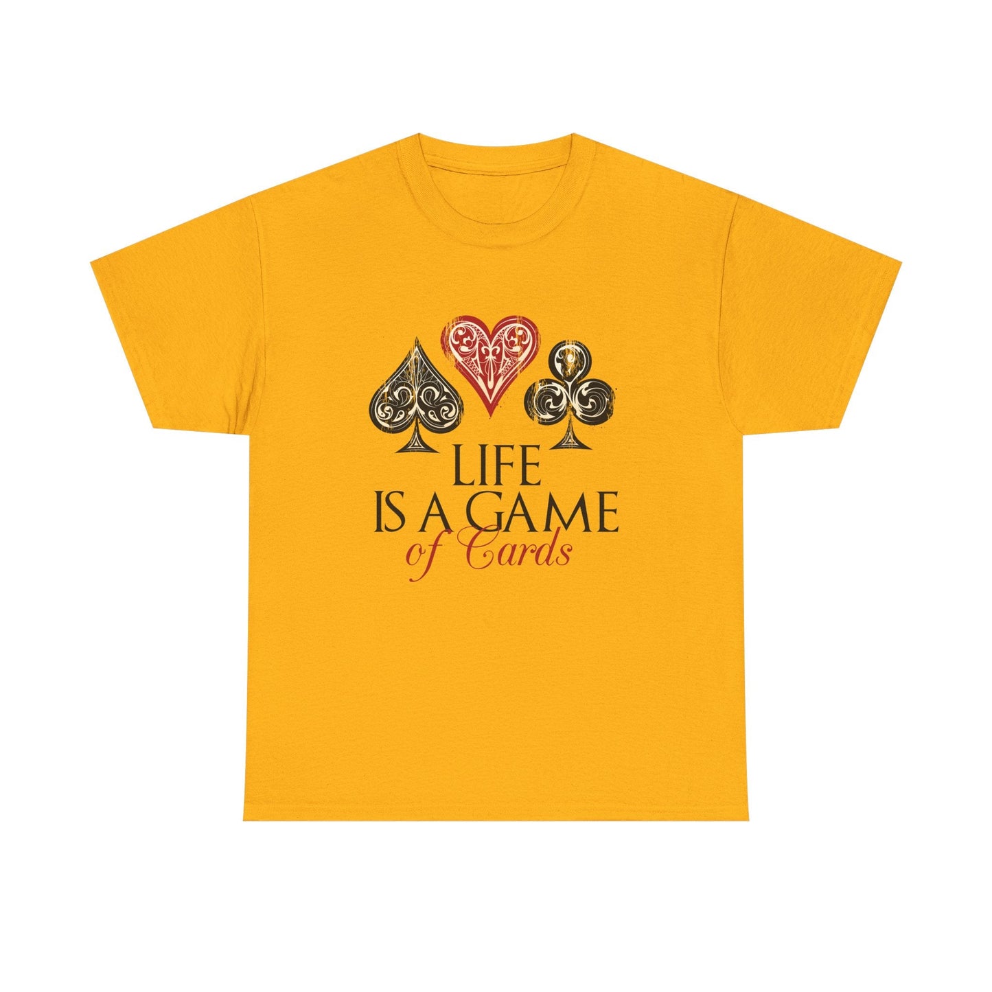 Life Is a Game of Cards Graphic Tee — Poker Suit Heart Spade Club Diamond T-Shirt Printify