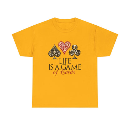 Life Is a Game of Cards Graphic Tee — Poker Suit Heart Spade Club Diamond T-Shirt Printify