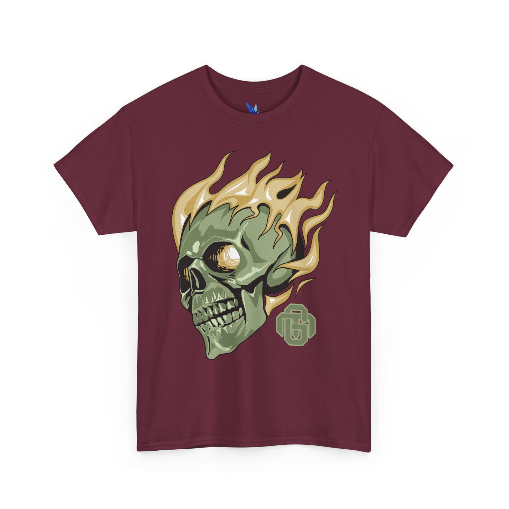 Flaming Green Skull Tee — Edgy Horror Graphic T-Shirt Printify