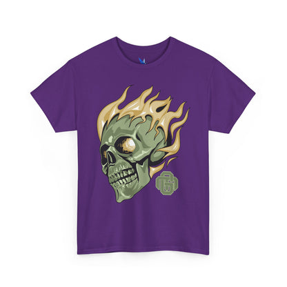 Flaming Green Skull Tee — Edgy Horror Graphic T-Shirt Printify