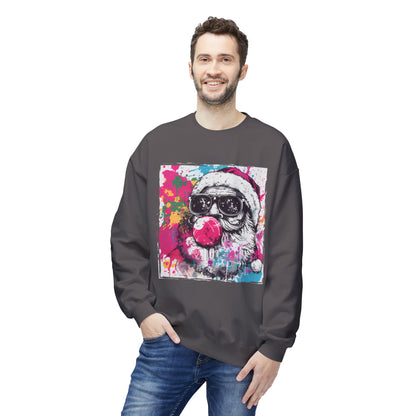 Skull Santa Bubblegum Sweatshirt – Colorful Holiday Graphic Crewneck Printify