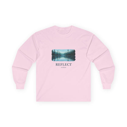 Reflect Lake Long Sleeve Tee — Scenic Nature Graphic T-shirt