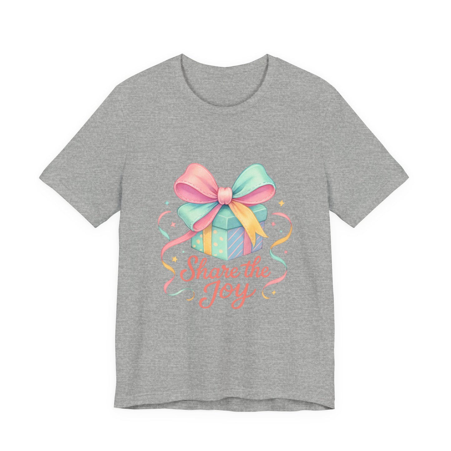 Share the Joy Gift Tee — Pastel Present Graphic T-Shirt Printify