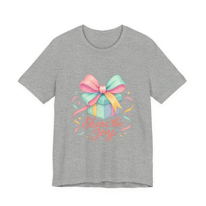 Share the Joy Gift Tee — Pastel Present Graphic T-Shirt Printify