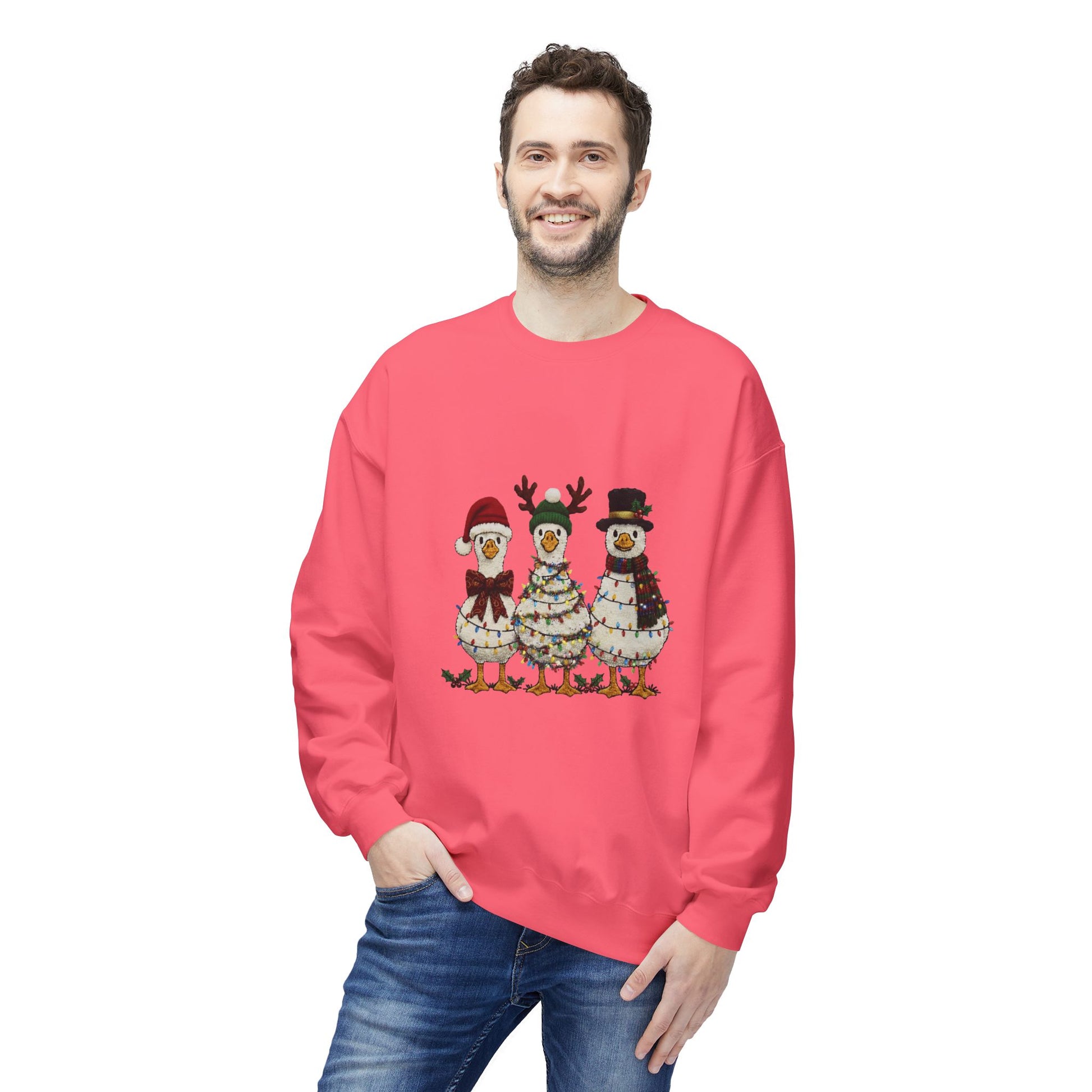 Christmas Duck Family Sweatshirt — Festive Holiday Trio Crewneck Printify