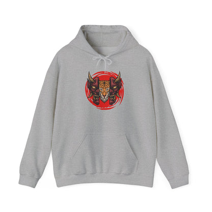 Tiger Demon Hoodie – Red Circle Oni Mask Graphic Printify