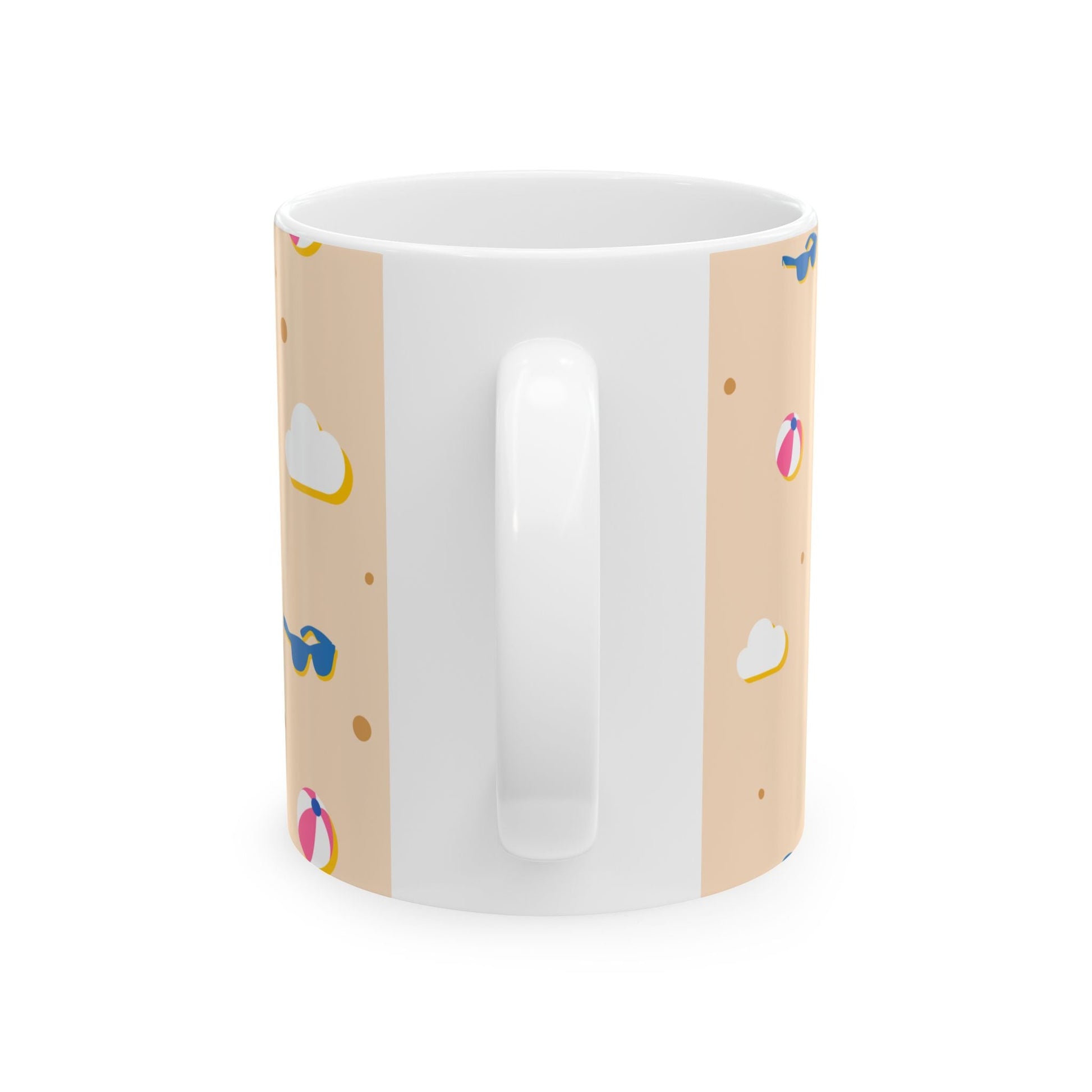 Summer Beach Pattern Ceramic Mug – Beach Ball & Sunglasses 11oz/15oz Printify