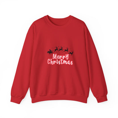 Christmas Crewneck Sweatshirt - 'Merry Christmas' Santa Sleigh Holiday Sweatshirt Printify