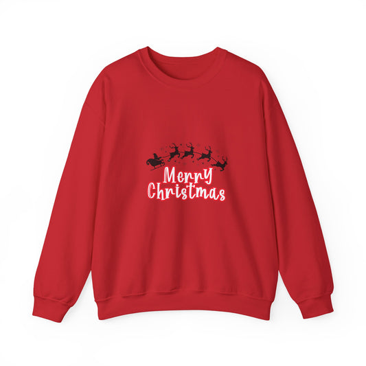 Christmas Crewneck Sweatshirt - 'Merry Christmas' Santa Sleigh Holiday Sweatshirt Printify