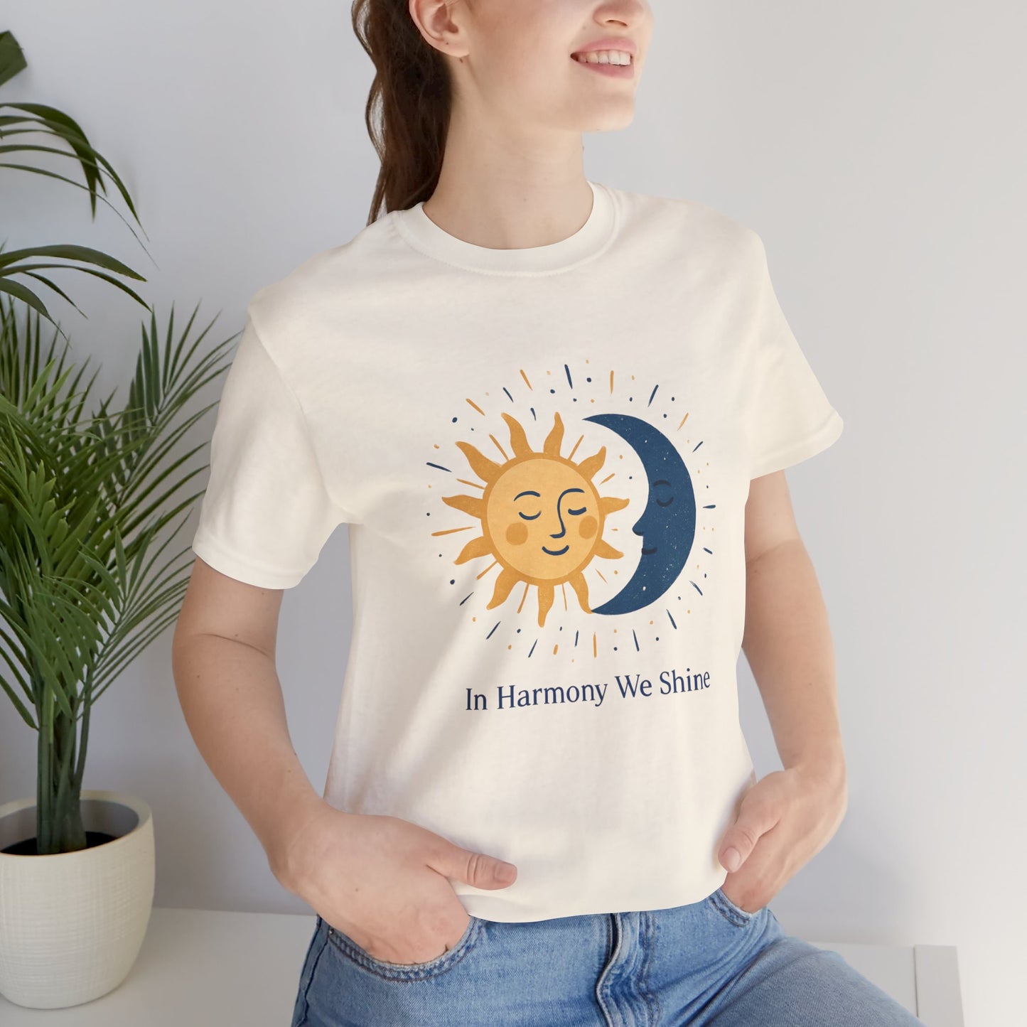 Sun & Moon Harmony Tee — "In Harmony We Shine" Graphic T-Shirt Printify