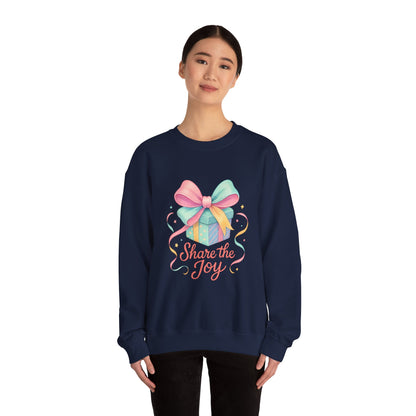 Crewneck Sweatshirt — 'Share the Joy' Pastel Gift Graphic Printify