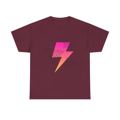 Lightning Bolt Graphic Tee — Retro Pink & Orange Gradient Storm T-Shirt Printify
