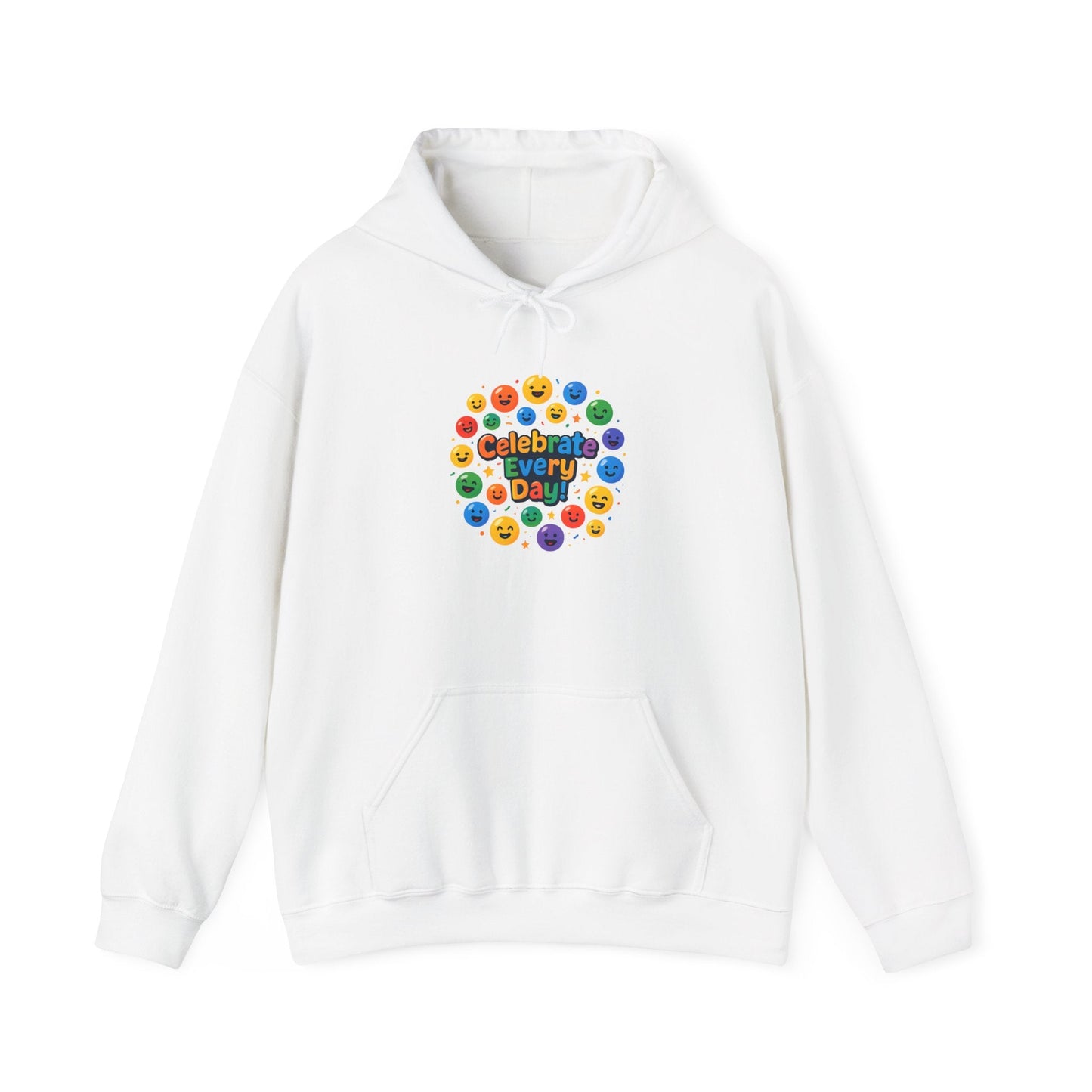 Celebrate Every Day Hoodie — Colorful Emoji Celebration Graphic Printify
