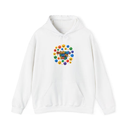 Celebrate Every Day Hoodie — Colorful Emoji Celebration Graphic Printify