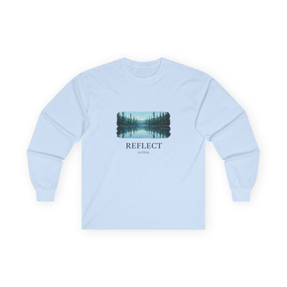 Reflect Lake Long Sleeve Tee — Scenic Nature Graphic T-shirt