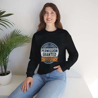 Permission Granted Sweatshirt – Inspirational Self-Care Crewneck Printify